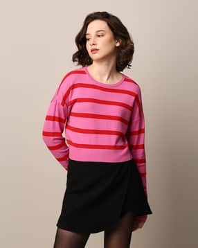 only Women Striped Round-Neck Pullover-picture-19