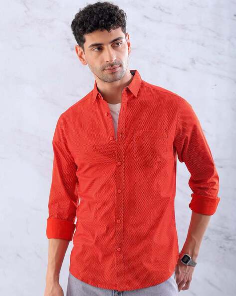 Buy Hardsoda Micro Print Shirt with Patch Pocket Online | Ajio.com