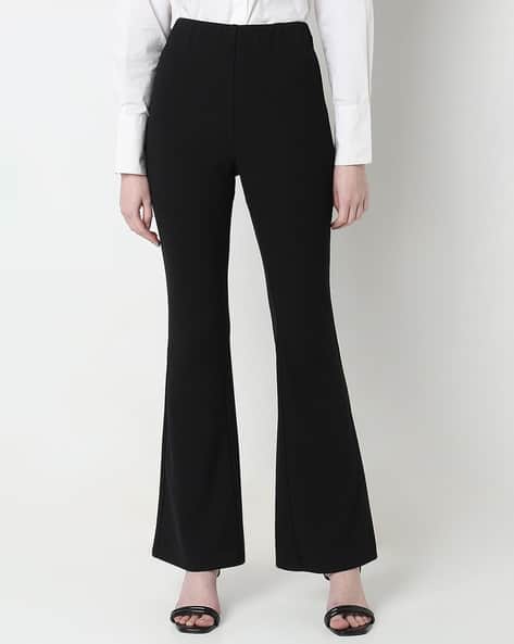 Women High-Rise Flared Flat-Front Trousers