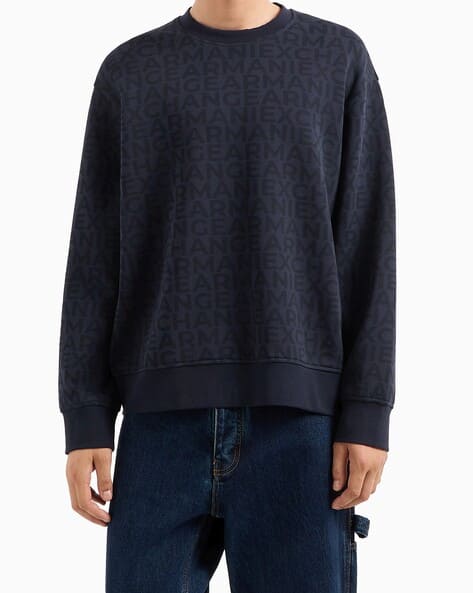 Buy Navy Blue Sweatshirt Hoodies for Men by ARMANI EXCHANGE