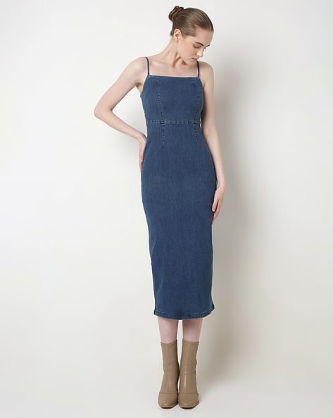 feather bodycon dress Strapless Tube Star Denim Mini Dress - Blue Halo main image 0