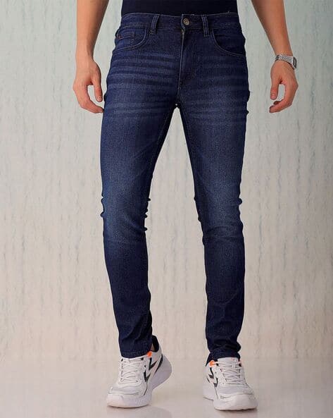 Mid-Wash Slim Fit Jeans