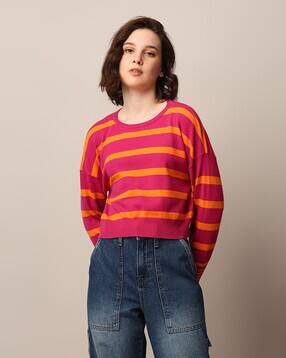 only Women Striped Round-Neck Pullover-picture-26