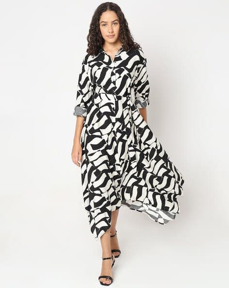 uo leonie mesh bloom asymmetric dress Organic Cotton White Asymmetrical Shirt Dress – Ihaworld main image 1