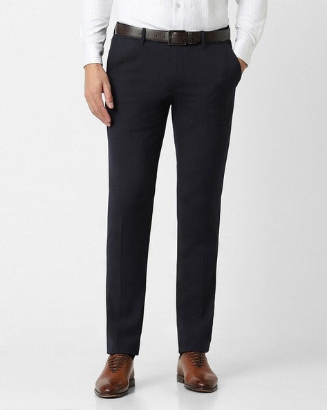 Men Slim Fit Flat-Front Trousers