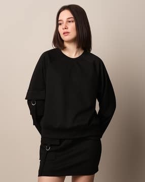 only Women Loose Fit Sweatshirt with Flap Pocket at Sleeve-picture-13