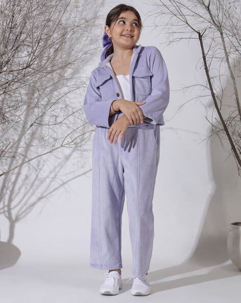NEUDIS Girls Button-Closure Jacket with Trousers