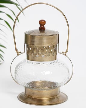 Antique Brass Nihaal Metal Cutwork Lantern Table Lamp