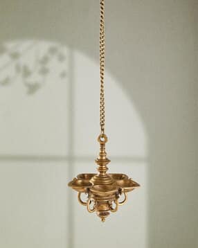 fabindia Antique Brass Mehnoor Hanging Oil Lamp-picture-20