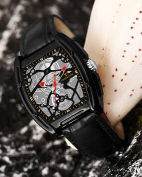 frank time Men FT-0049 BLK Rectangular Shaped Analogue Watch with Tang Buckle Closure-picture-34