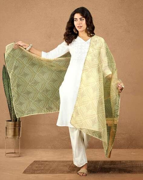 Women Leaf Print Dupatta Price in India