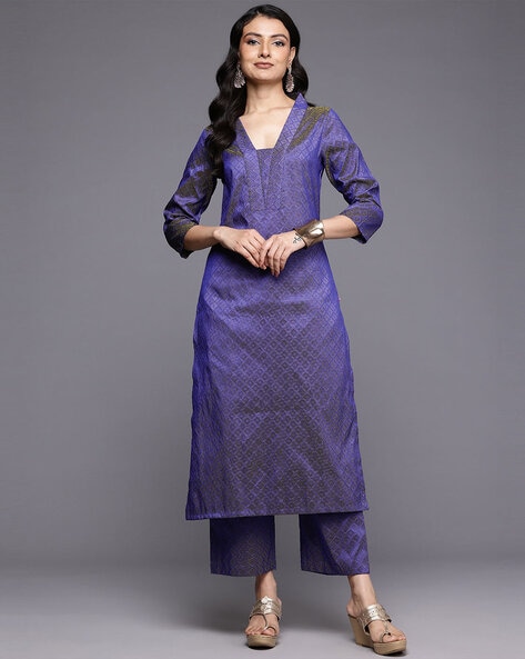 Women Round-Neck Straight Kurta Set Price in India