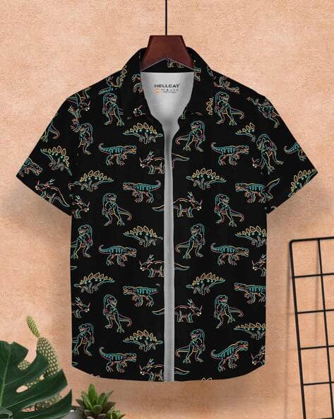Hellcat Boys Graphic Regular Fit Shirt with Spread Collar