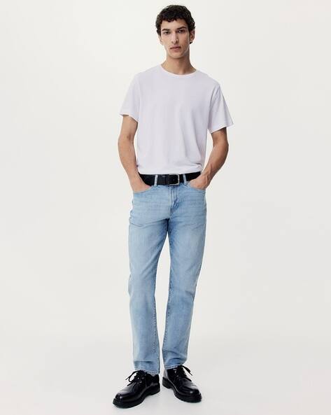 Men Lightly Washed Regular Fit Jeans