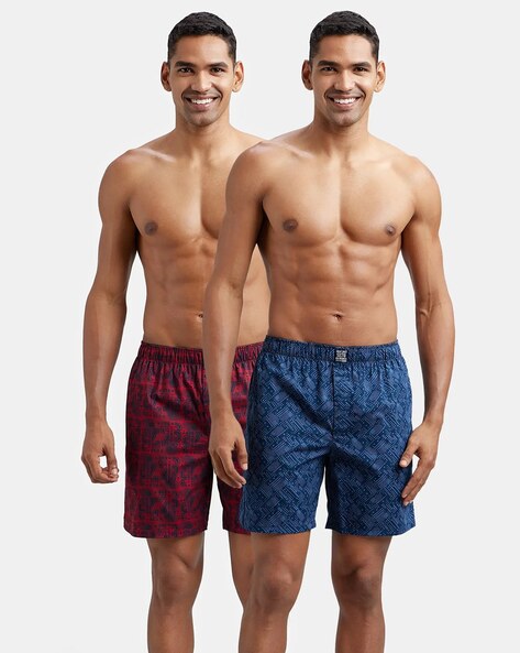 US57 Super Combed Mercerized Cotton Woven Boxer Shorts with Side Pocket