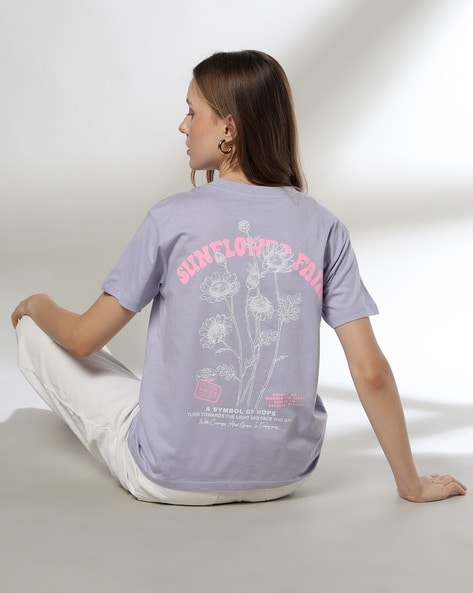 Women Printed Relaxed Fit Crew-Neck T-Shirt