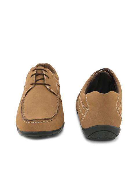 Buy LEONCINO Men Nubuck Leather Lace-Up Shoes Online | Ajio.com