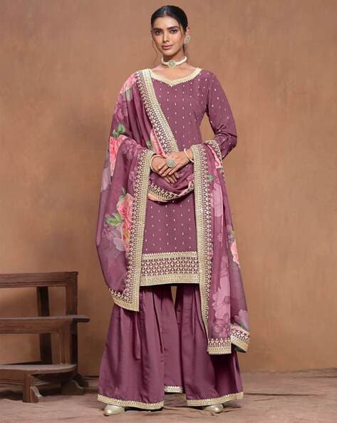 Embroidered Semi-Stitched Dress Material Price in India