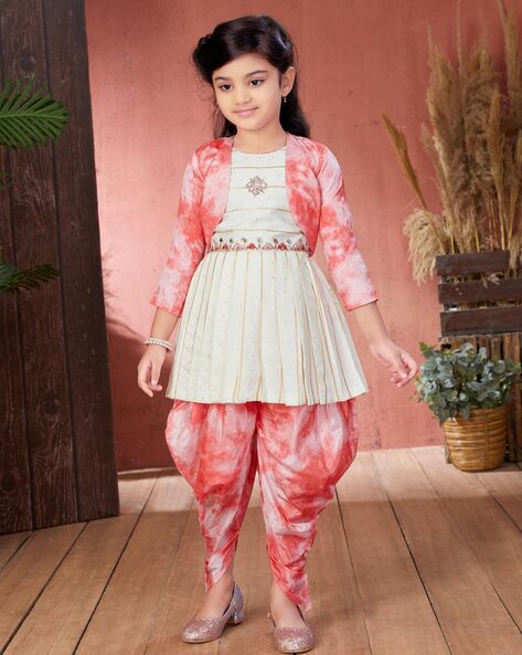 Dhoti kurta with jacket for girl best sale