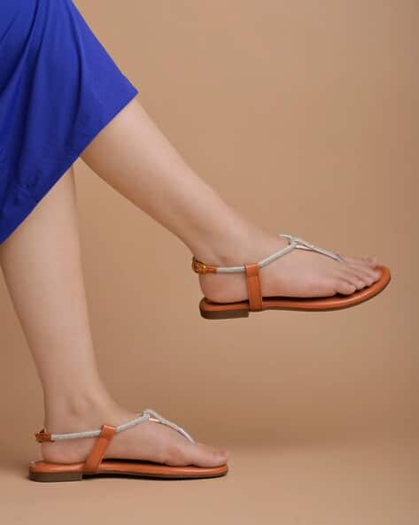 Women Embellished Sling-Back Flat Sandals