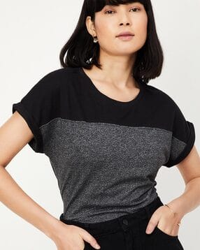 max Women Colourblock Regular Fit Round-Neck T-Shirt-picture-34