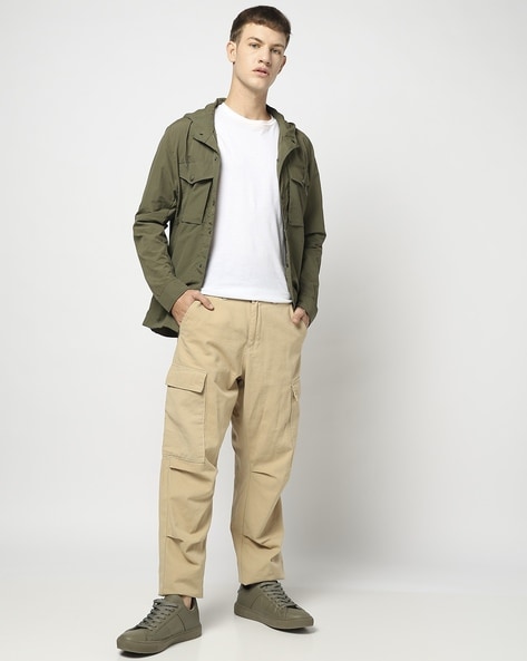 VOXATI Denim Jacket with Button Closure For Men (Green, S)