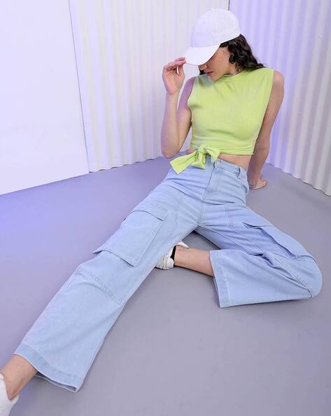 FREEHAND Women Lightly Washed High-Rise Carpenter Jeans