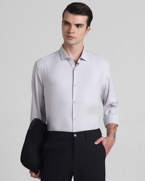 JACK & JONES Premium Men Slim Fit Shirt with Spread Collar