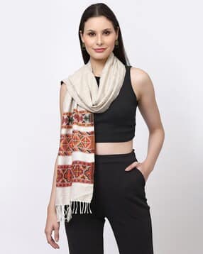 indie picks Geometric Pattern Muffler with Tassels-picture-26