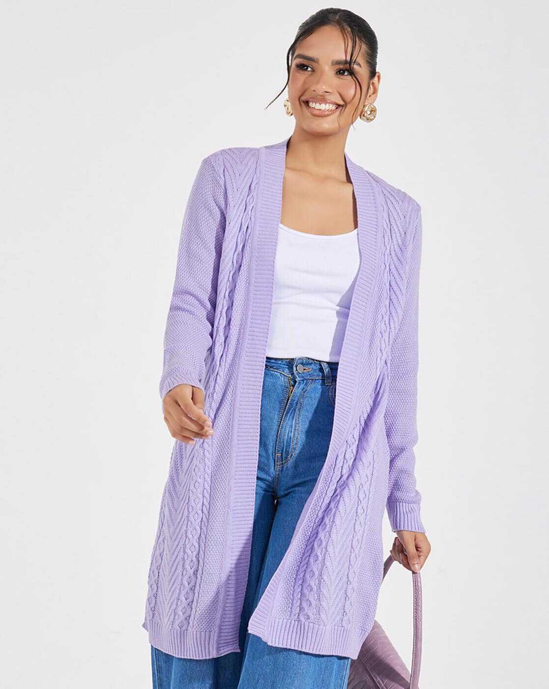 Buy Lavender Sweaters Cardigans for Women by Styli Online