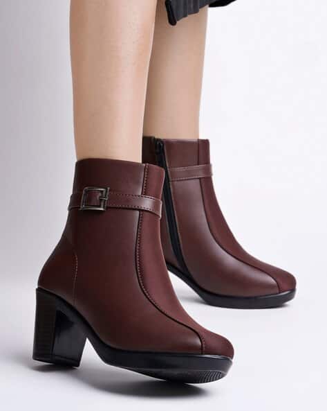 Girls Ankle Length Boots with Buckle Accent