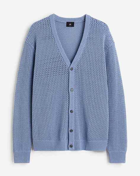 Men Loose Fit Hole-Knit Cardigan