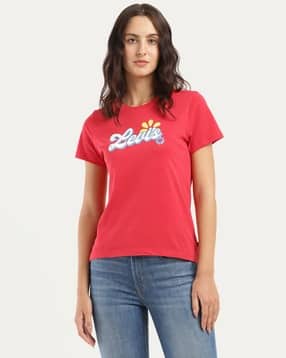 levi's Women Brand Print Regular Fit Crew-Neck T-Shirt-picture-41