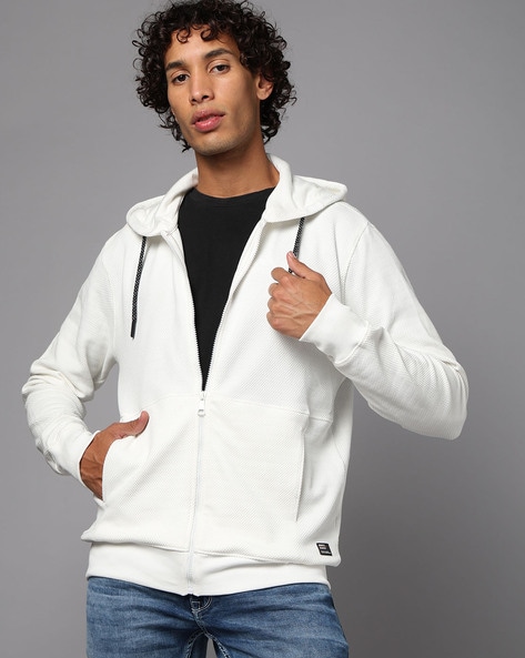 Slim fit white hoodie sale