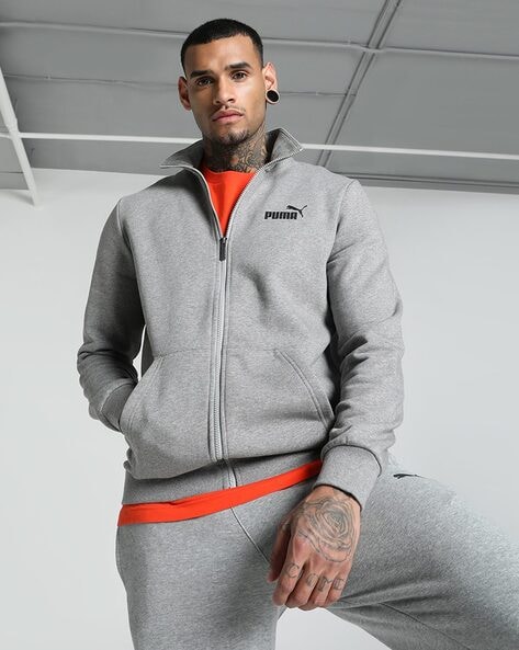 Men Heathered Regular Fit Track Jacket