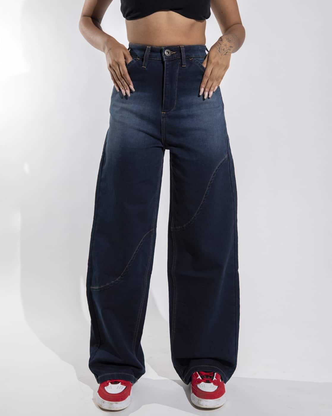 Menes buggy denim Dirty Blue wide denim MENES バギーデニム