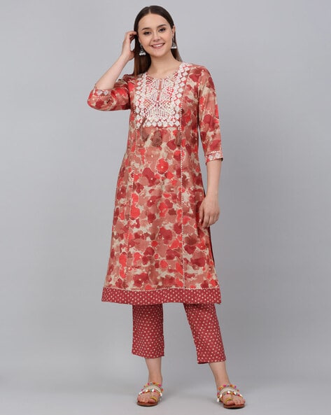 Women Printed Straight Kurta Set Price in India