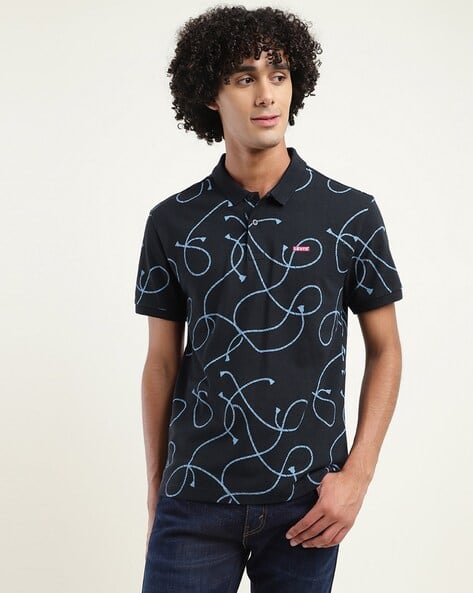 Men Printed Regular Fit Polo T-Shirt