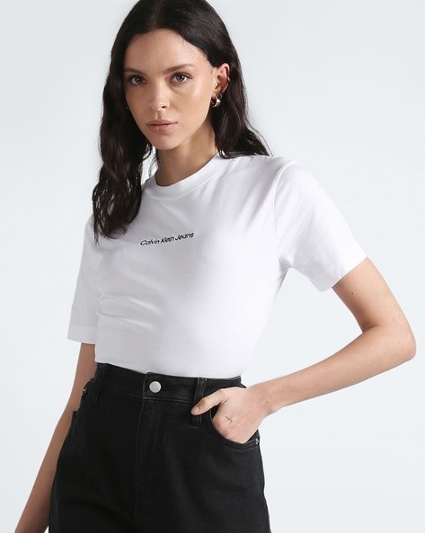 Women Institutional Regular Fit Crew Neck T Shirt