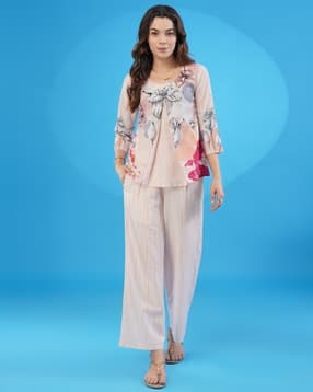 youthnic Women Floral Print Top & Palazzos C-Ord Sets-picture-23