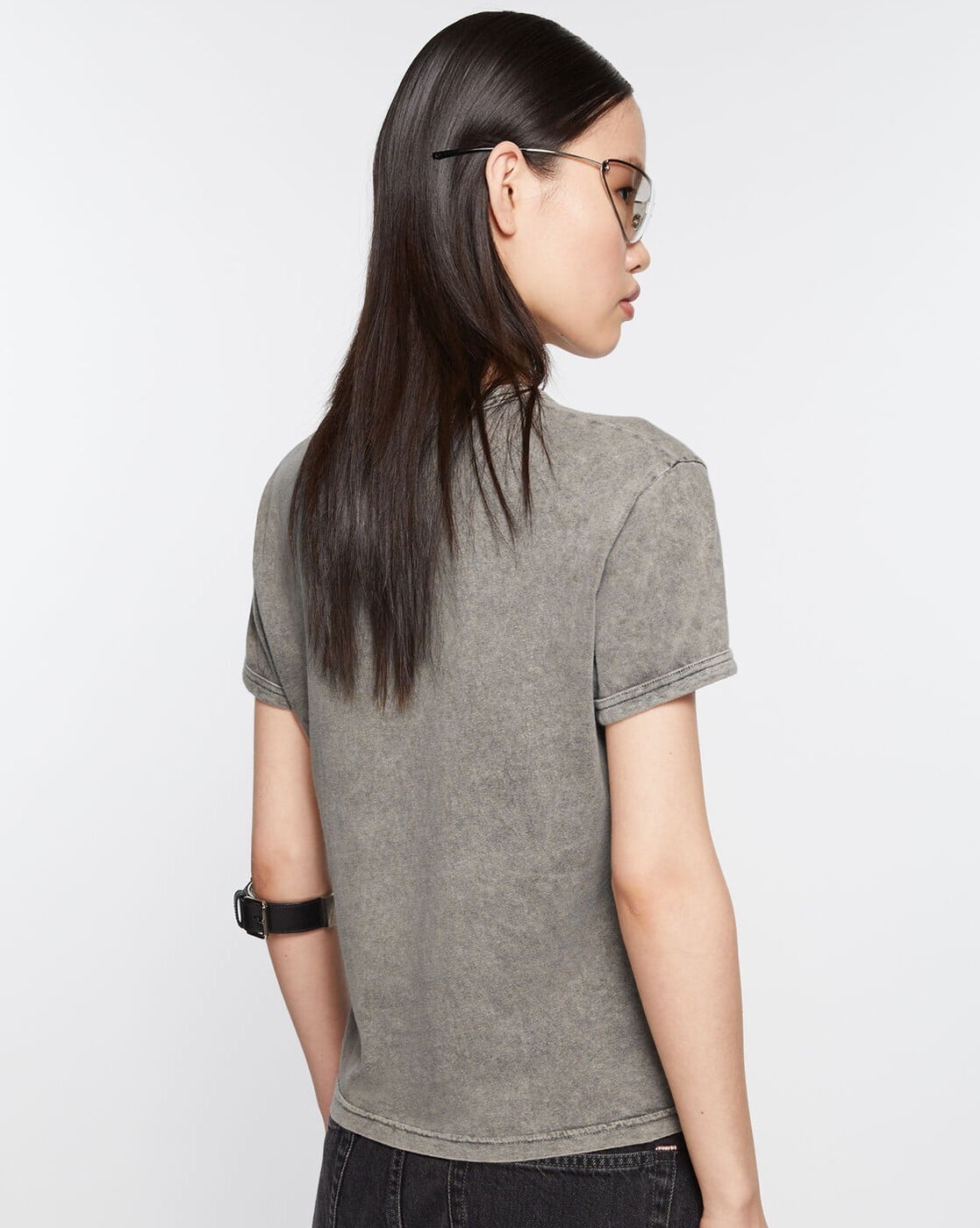 Buy Acne Studios Blurred Logo Cotton Fitted T-Shirt | Faded Grey