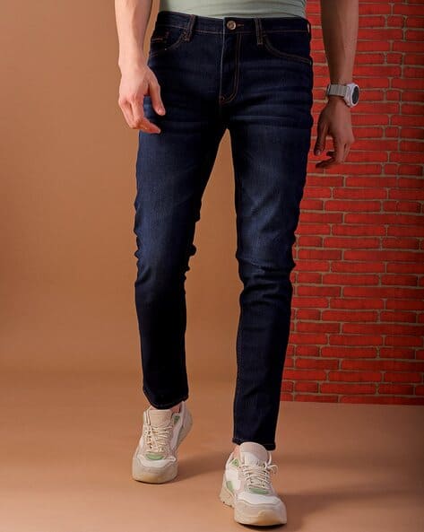 Men Mid-Rise Washed Slim Fit Jeans