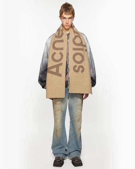 Buy Acne Studios Logo Jacquard Scarf | Brown Color Women