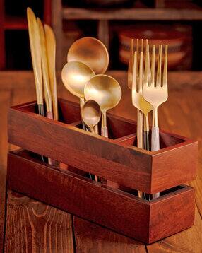 brick brown Wooden Cranny Cutlery Holder-picture-22