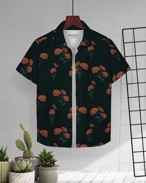 hellcat Boys Floral Print Regular Fit Shirt with Short Sleeves-picture-53