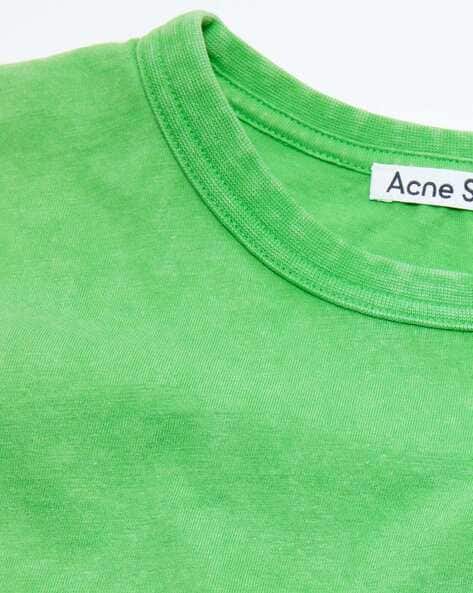 Buy Acne Studios Blurred Logo Cotton Fitted T-Shirt | Green Color 