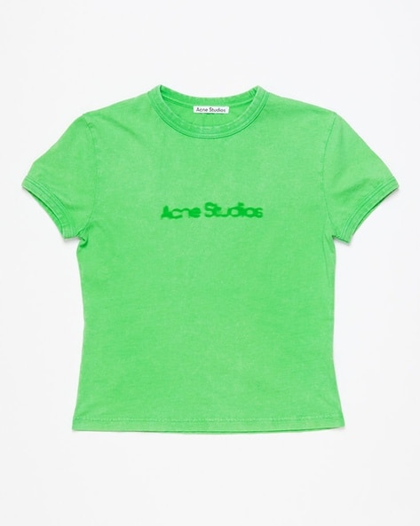 Buy Acne Studios Blurred Logo Cotton Fitted T-Shirt | Green Buy Acne Studios Blurred Logo Cotton Fitted T-Shirt | Green
