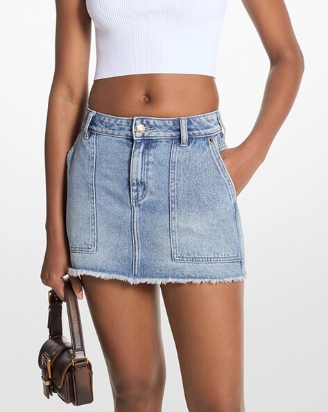 Michael kors denim mini skirt best sale