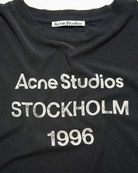Buy Acne Studios Printed Logo Relaxed Fit T-Shirt | Faded Black 