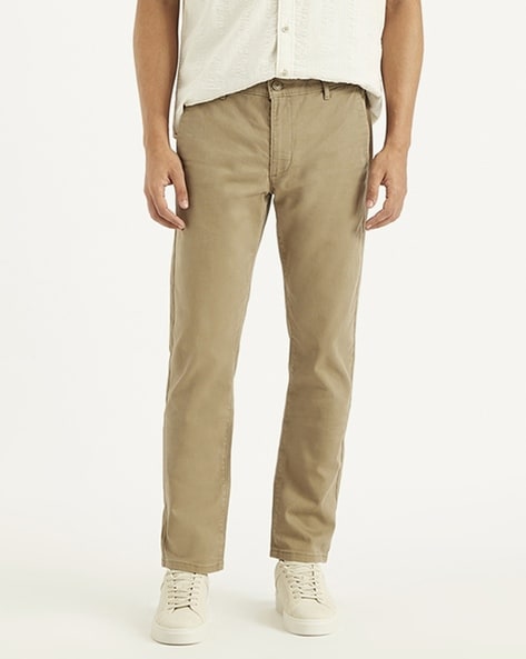 Men Slim Fit Flat Front Chinos